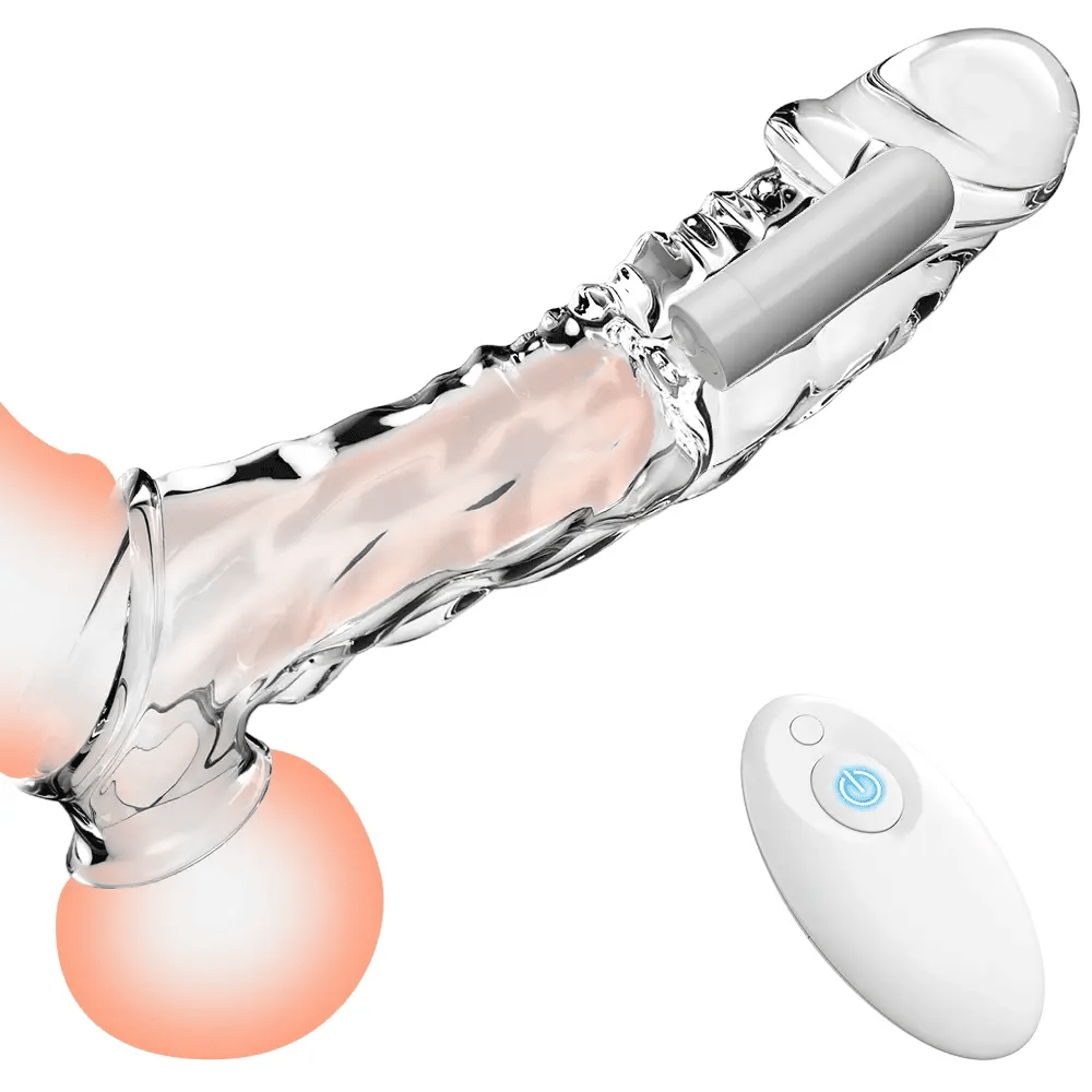 3.6 Inch Clear Cock Sleeve with 10 Vibrating Modes - AVYXO