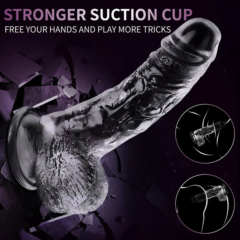 JKALYQ 8.8 Inch Clear Dildo Sex Toys - Realistic Dildos with Powerful Suction Cup for Women - AVYXO
