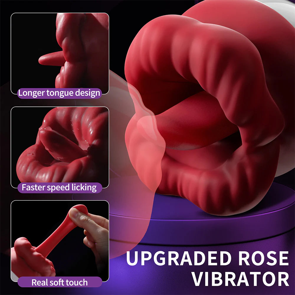 Rose Sex Toys Vibrator for Women - Adult Toys with 10 Vibrating & 10 Tongue Licking Modes - AVYXO