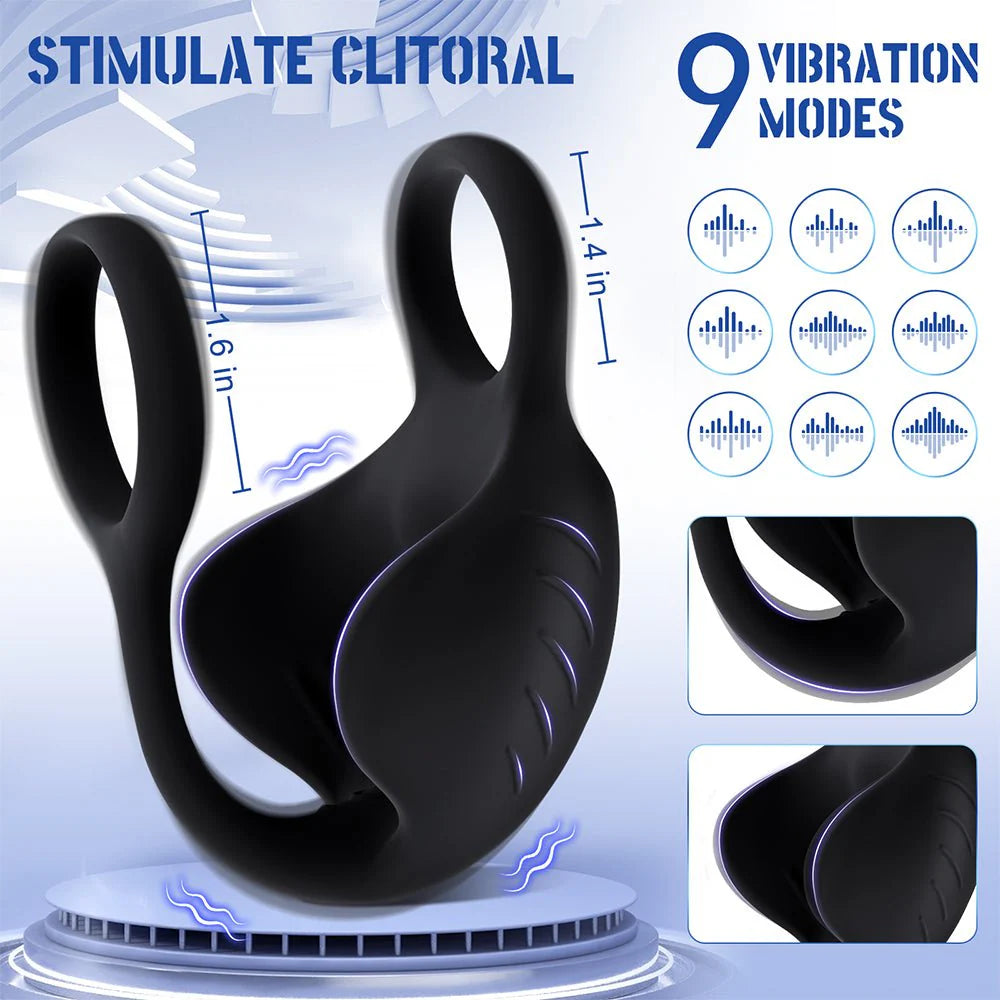 PreviousNext        Vibrating Double Penis Cock Ring, 3 in 1 Male Vibrator Penis Ring with 10 Vibration Modes for Prostate Massager - AVYXO