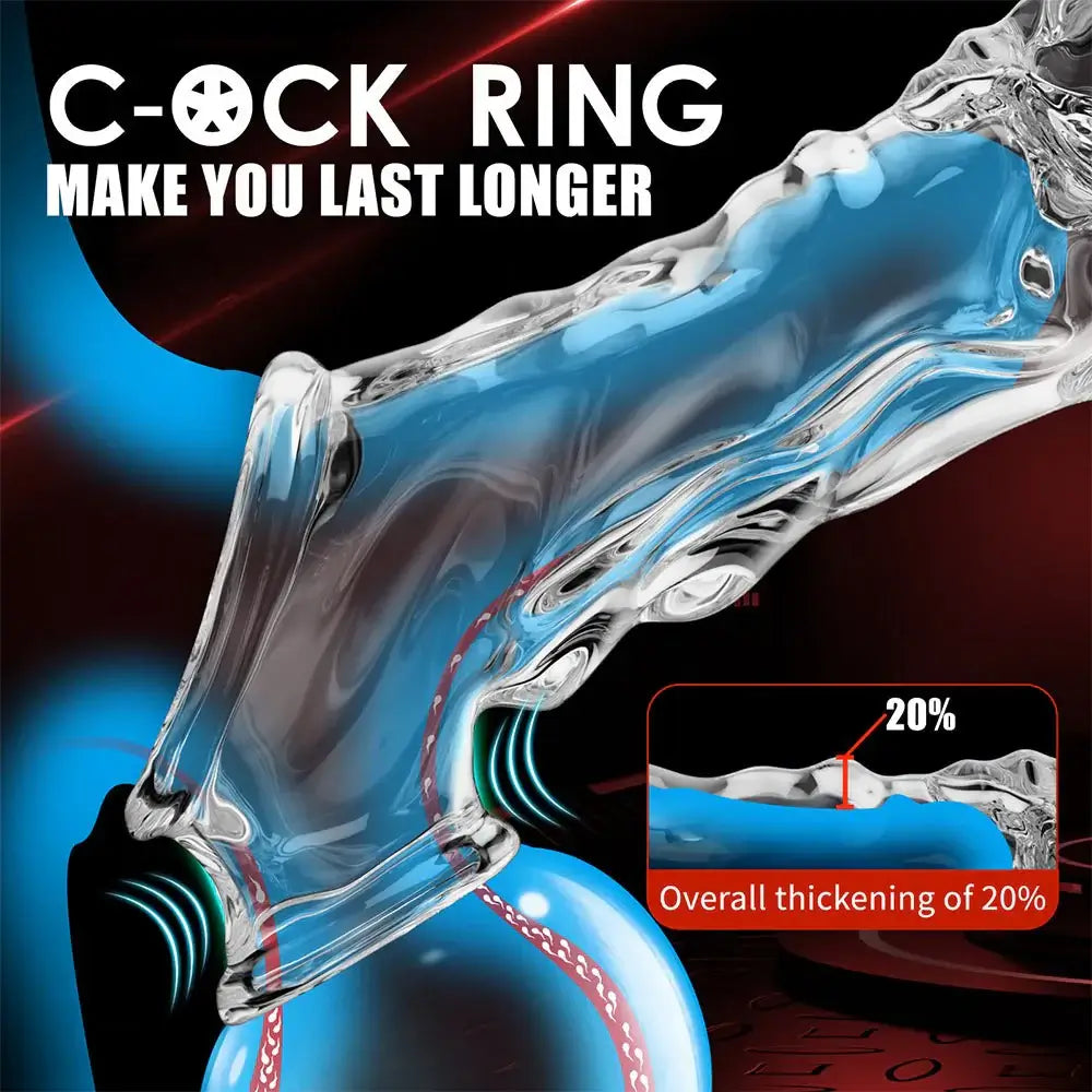 3.6 Inch Clear Cock Sleeve with 10 Vibrating Modes - AVYXO