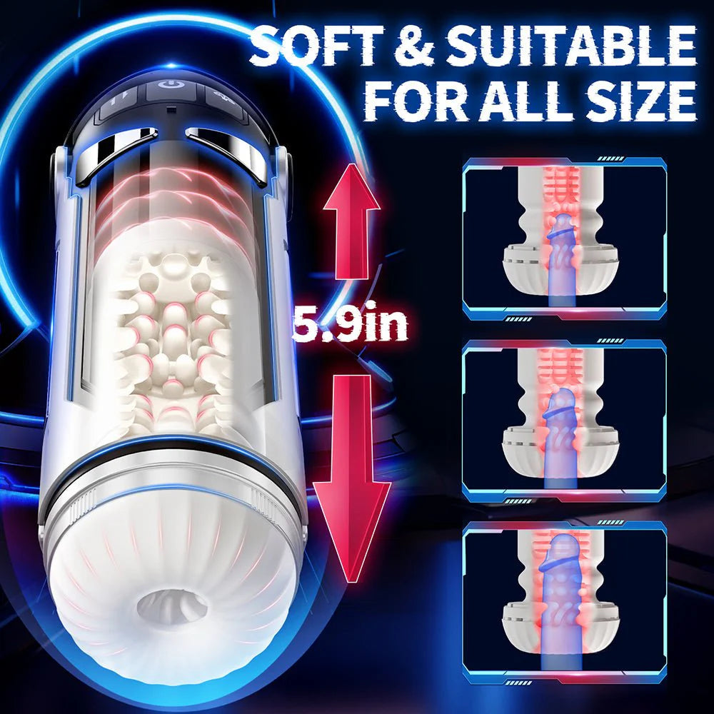AAVibe Automated Male Sex Toy 4 Thrust Modes, 3D Sleeve, Heating. Hands-Free Pleasure for Men - AVYXO
