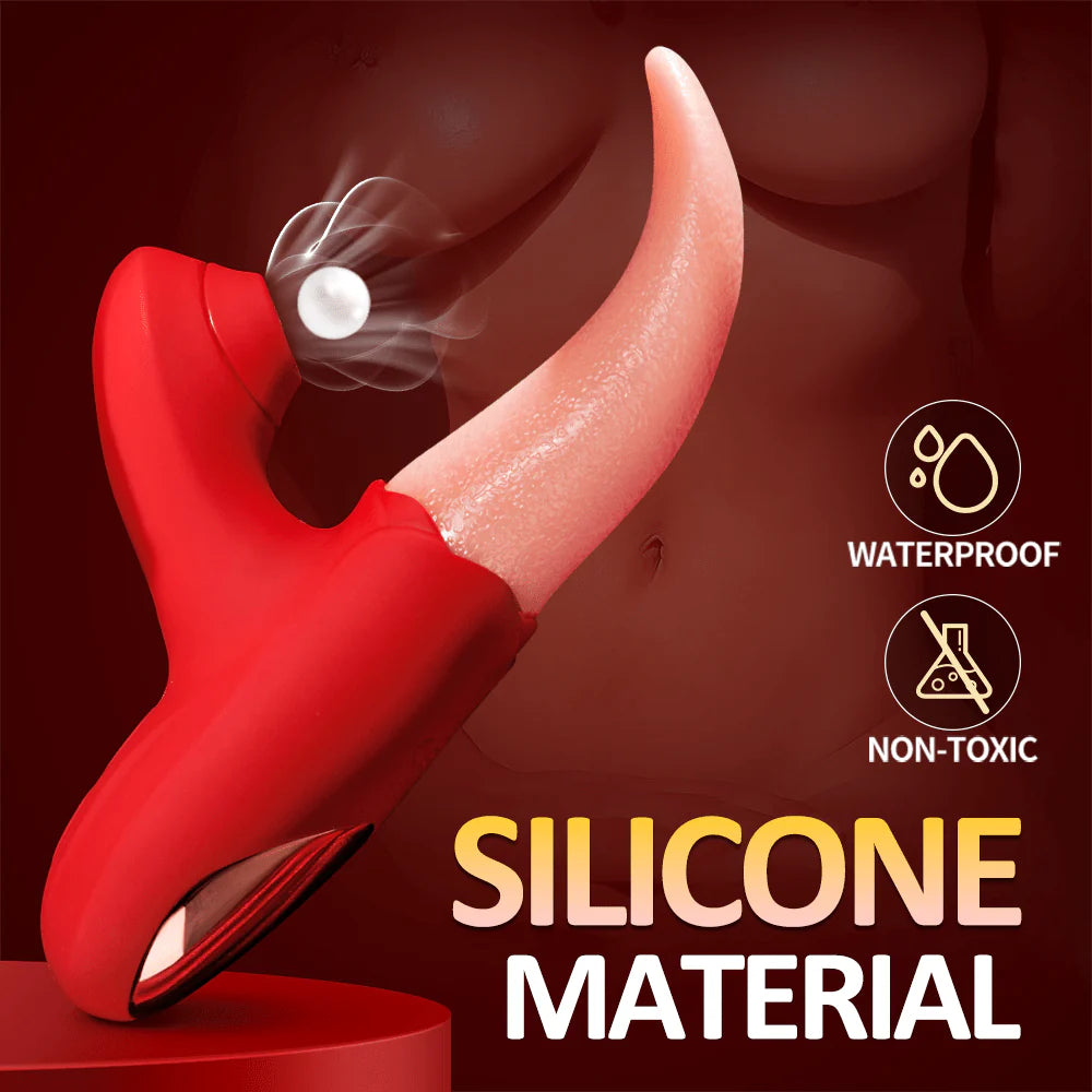 Powerful Stimulation Vibrator: Rose Tongue Licking Clitoris & Nipple Stimulation Toy - AVYXO
