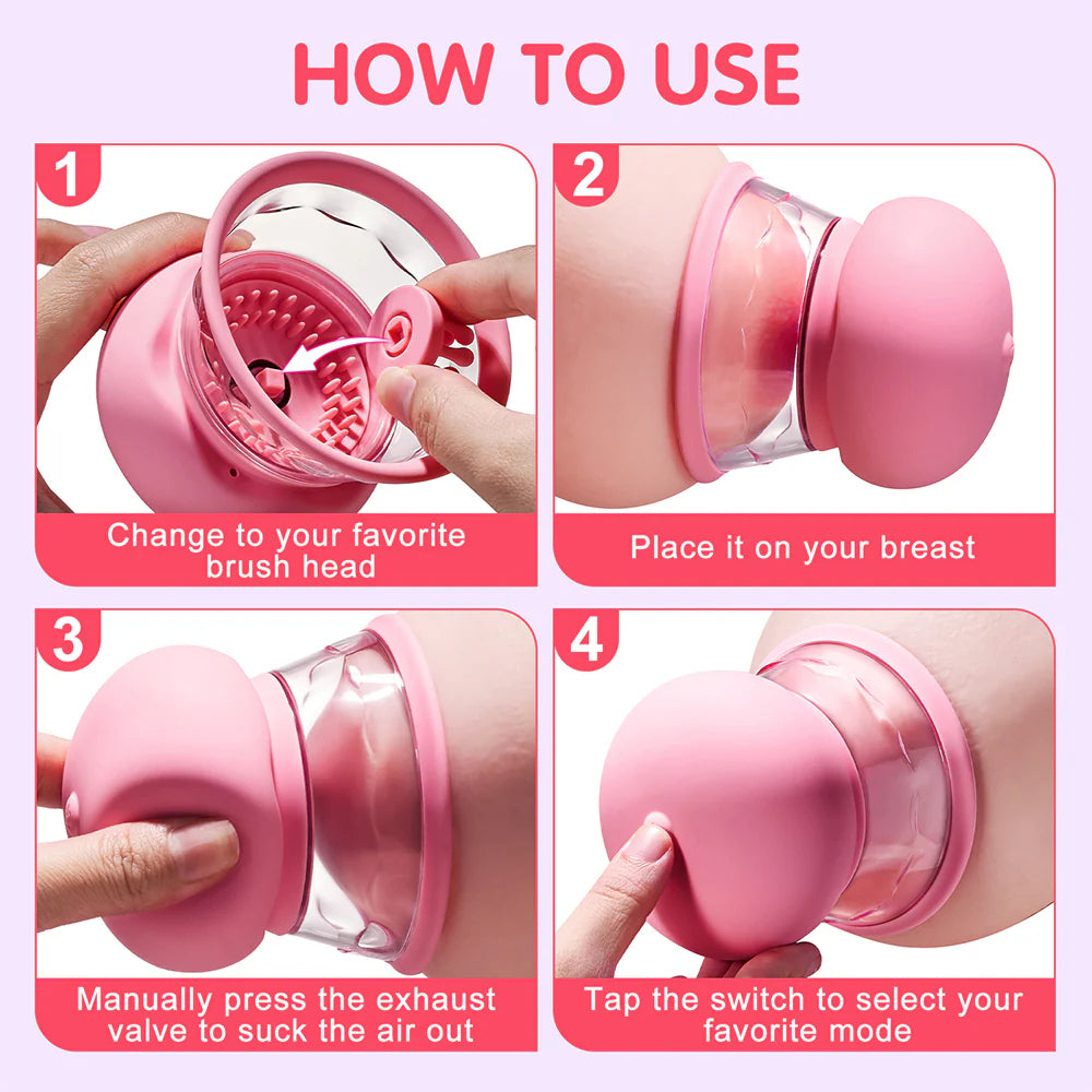 AAV BlissBuds Clamps - 3 Brush Heads Nipple Vibrator - AVYXO