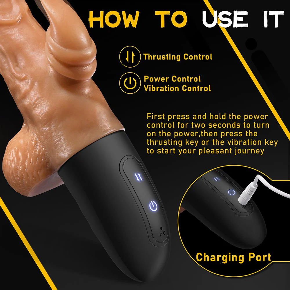 Thrusting Dildo Vibrator Sex Toy Clitoral Licking G Spot Dildo for Clitoral G Spot Anal Stimulation - AVYXO