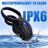 Penis Ring Clitoral Vibrator Double Pleasure 2-in-1 Vibrating Cock Ring with 9 Modes and APP Remote Control - AVYXO