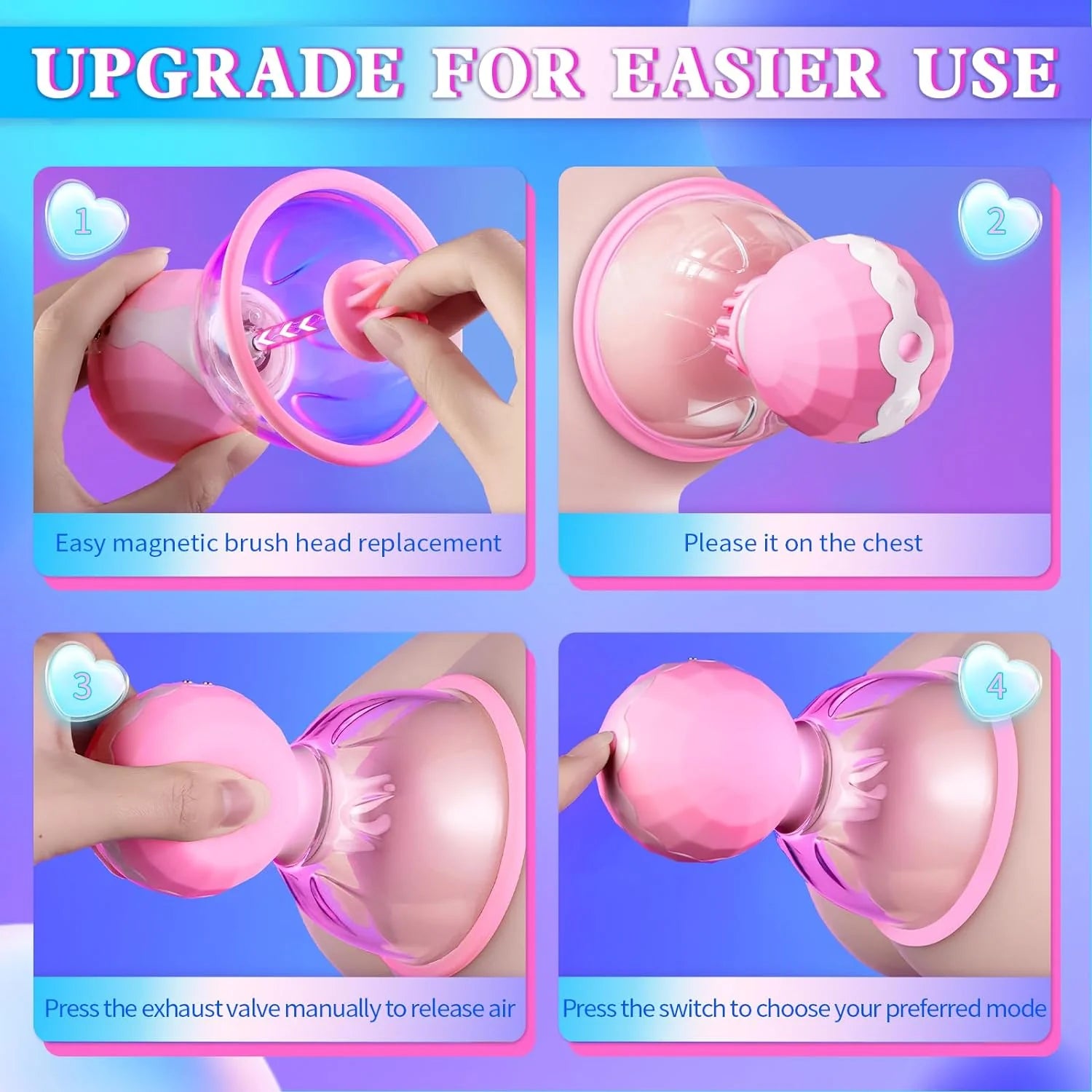 Sex Toys Nipple Vibrator for Women,Breast Suckers Massager with 10 Modes Vibrators & 360°Rotation Stimulation Nipple Clamps Strong Sucking Vibrater Adult Sexual Pleasure Toy for Female Couples Games - AVYXO