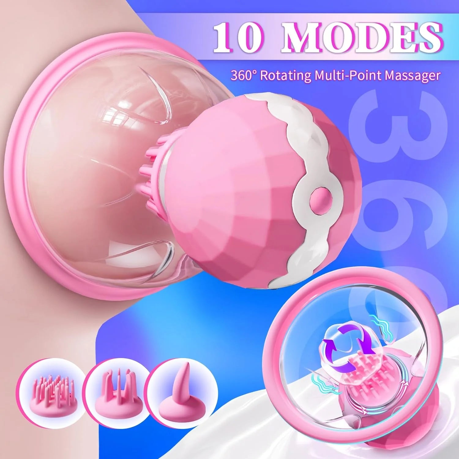 Sex Toys Nipple Vibrator for Women,Breast Suckers Massager with 10 Modes Vibrators & 360°Rotation Stimulation Nipple Clamps Strong Sucking Vibrater Adult Sexual Pleasure Toy for Female Couples Games - AVYXO
