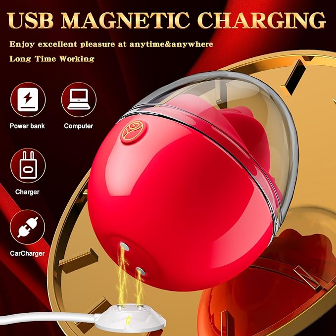 Adjustable 6-Level TelescopingVibrator Sex Toys, Rose Sex Toy for Women with 7 Tongue Licking & Vibrating Modes for Anal Nipple Clitoral Stimulator, Dustproof Cover Travel Pleasure Vaginal Masturbator - Realistic 2-in-1 Male Stimulator - AVYXO