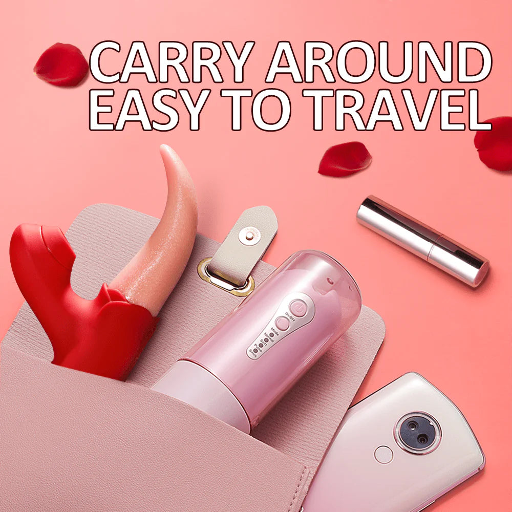 Powerful Stimulation Vibrator: Rose Tongue Licking Clitoris & Nipple Stimulation Toy - AVYXO