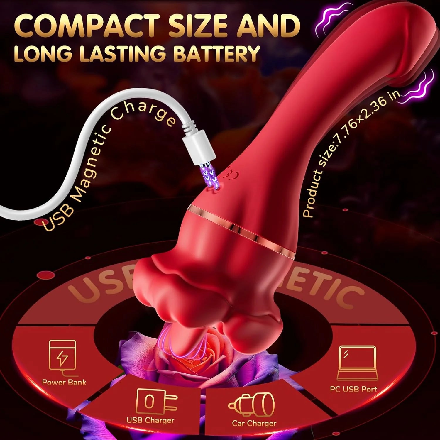 Rose Vibrator 10 Tongue Licking & Vibration Modes - AVYXO