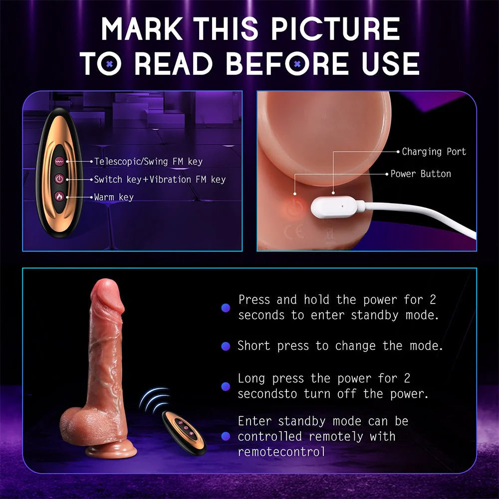 Thrusting Dildo Vibrator Sex Toys Blowjob Silicone Dildo Remote Control Adult Sex Toy for Women Couple - AVYXO
