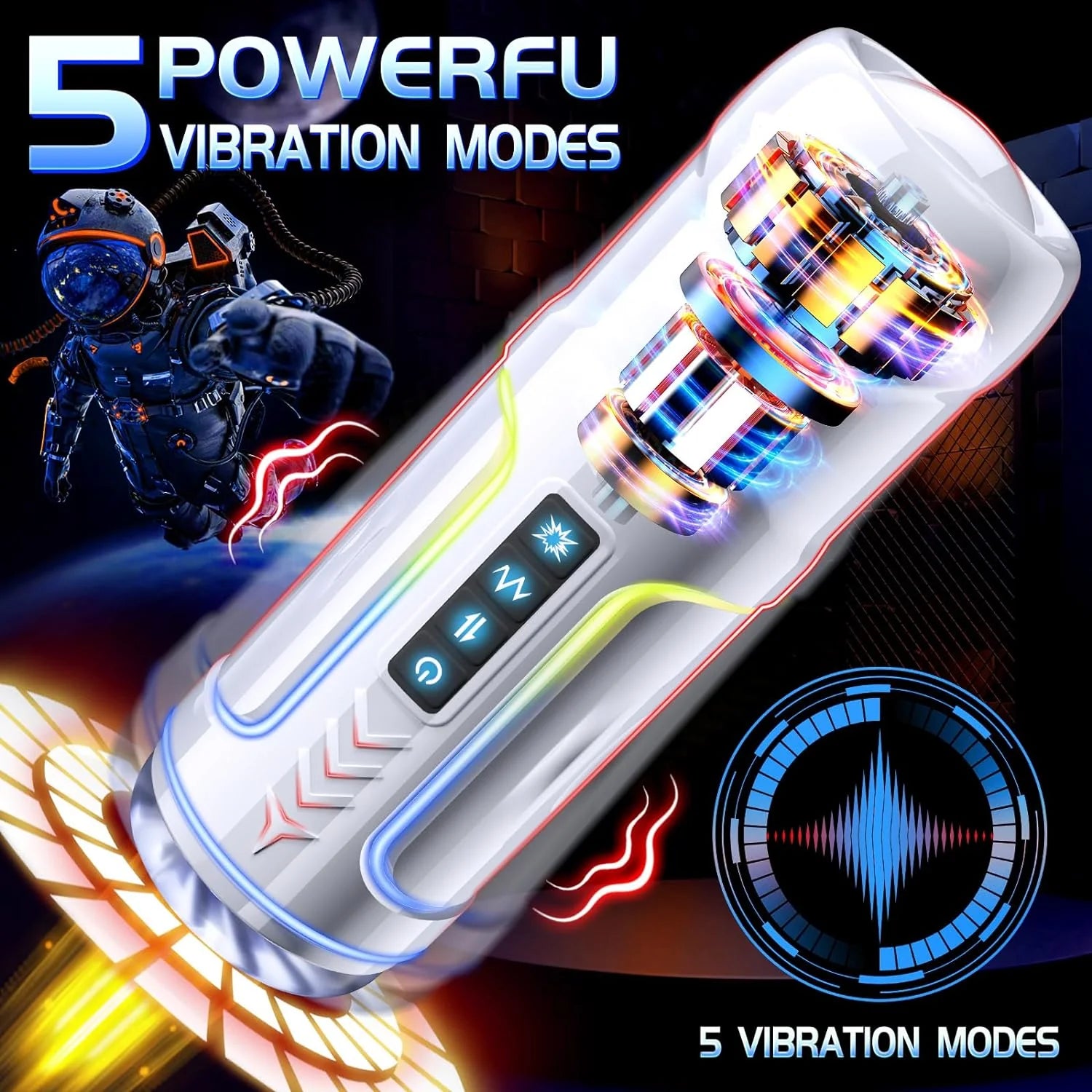AAVIBE Automatic Male Masturbator - 5 Thrusting & Vibrating Modes, Pocket Pussy for Men - AVYXO