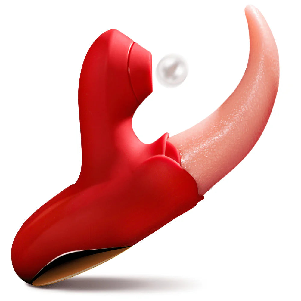 Powerful Stimulation Vibrator: Rose Tongue Licking Clitoris & Nipple Stimulation Toy - AVYXO