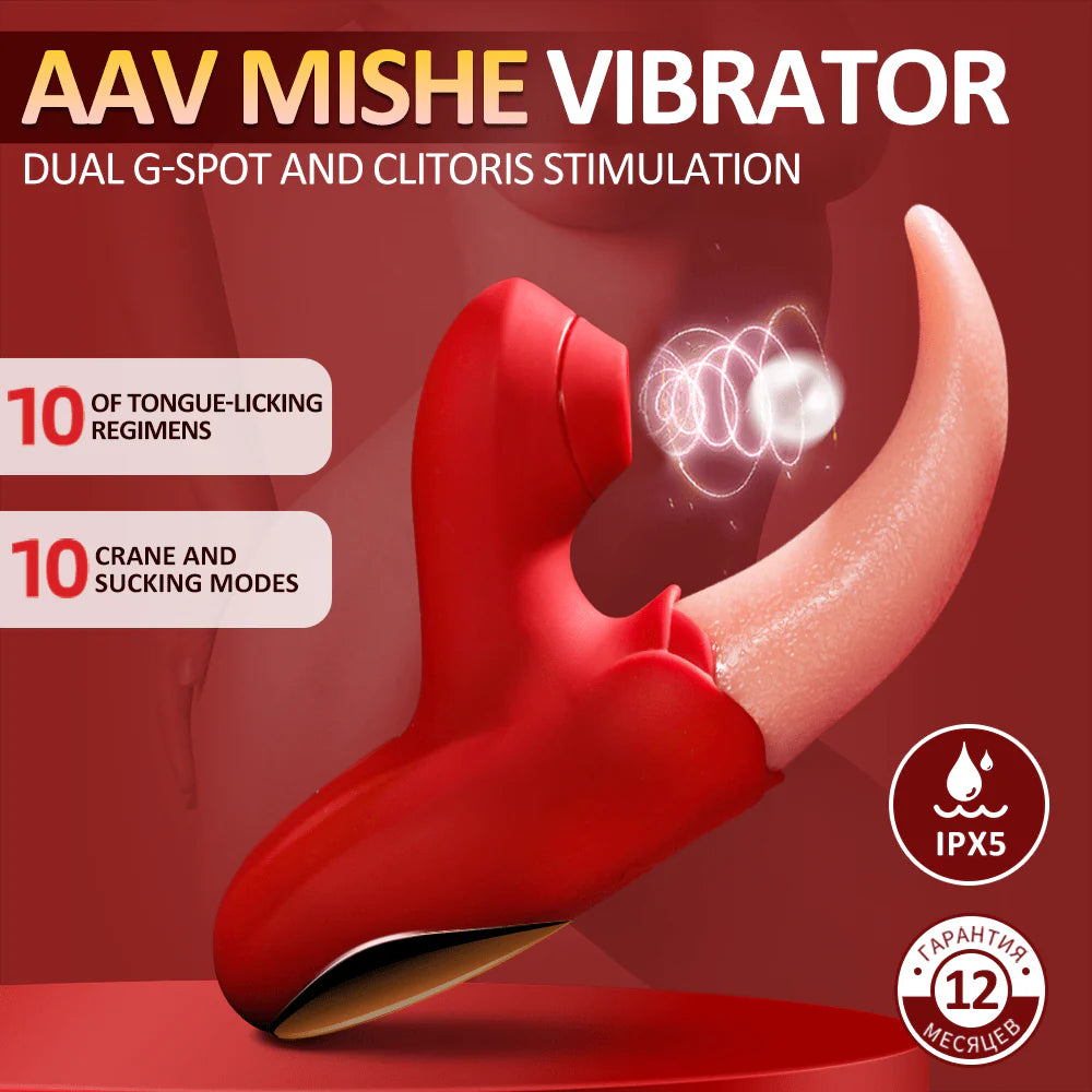 Powerful Stimulation Vibrator: Rose Tongue Licking Clitoris & Nipple Stimulation Toy - AVYXO