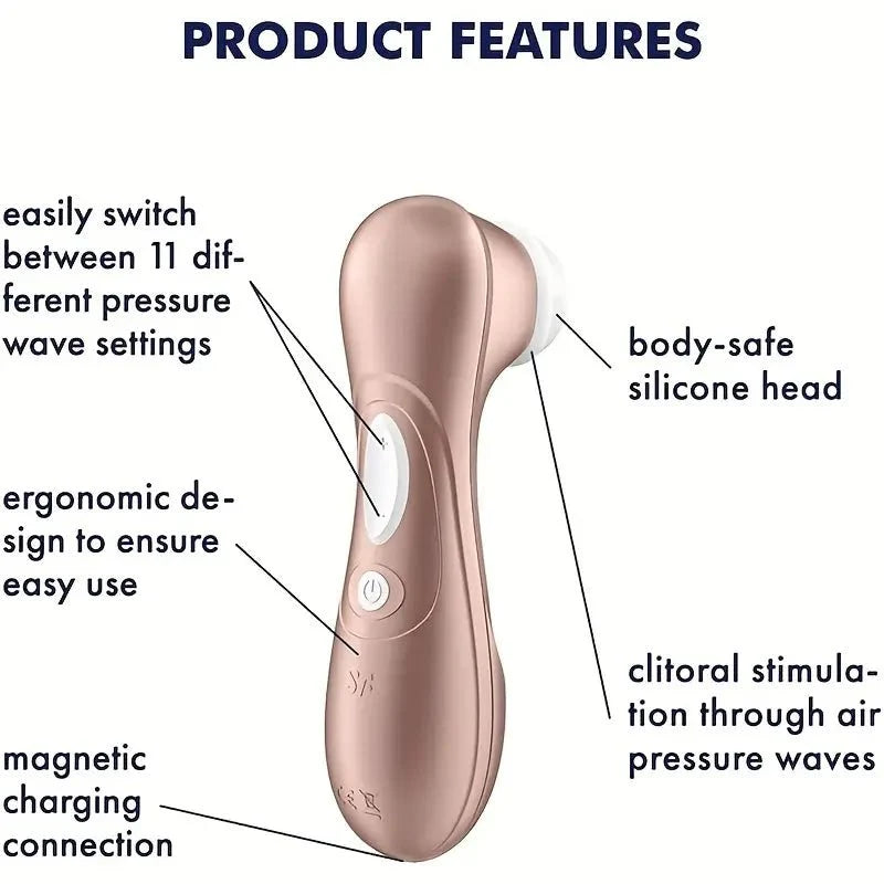 Air-Pulse Clitoris Stimulator - Non-Contact Sucking Pressure-Wave, Waterproof & Rechargeable (Rose Gold) - AVYXO
