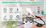 Handheld Steam Cleaner, 2500W High Pressure Steamer for Cleaning, 6 Speeds Portable Steam Cleaner Machine with 3 Brush Heads & Window Squeegee for Kitchen Furniture Bathroom Car - AVYXO