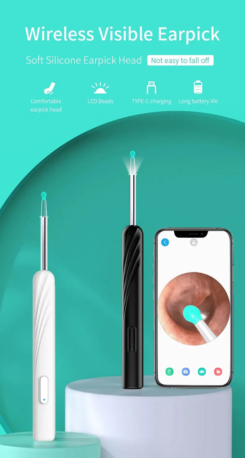 WiFi Link NE16 Hard Visual Ear Digging Spoon Ear Digging Spoon Wireless Cleaning Endoscope High Definition Ear Collecting Tool - AVYXO