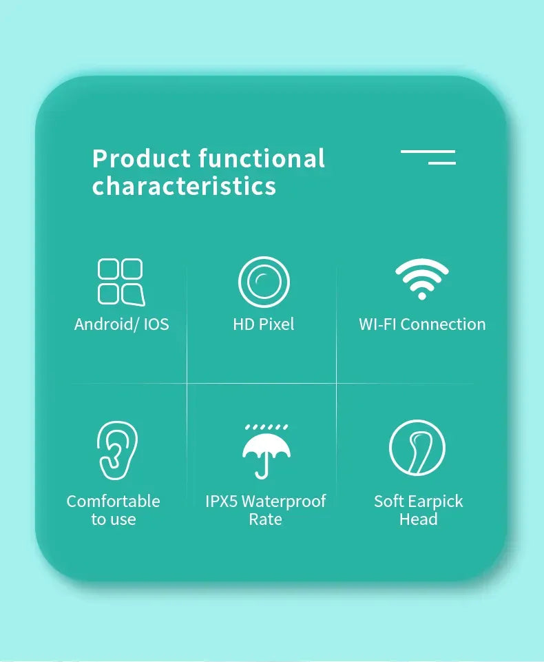 WiFi Link NE16 Hard Visual Ear Digging Spoon Ear Digging Spoon Wireless Cleaning Endoscope High Definition Ear Collecting Tool - AVYXO