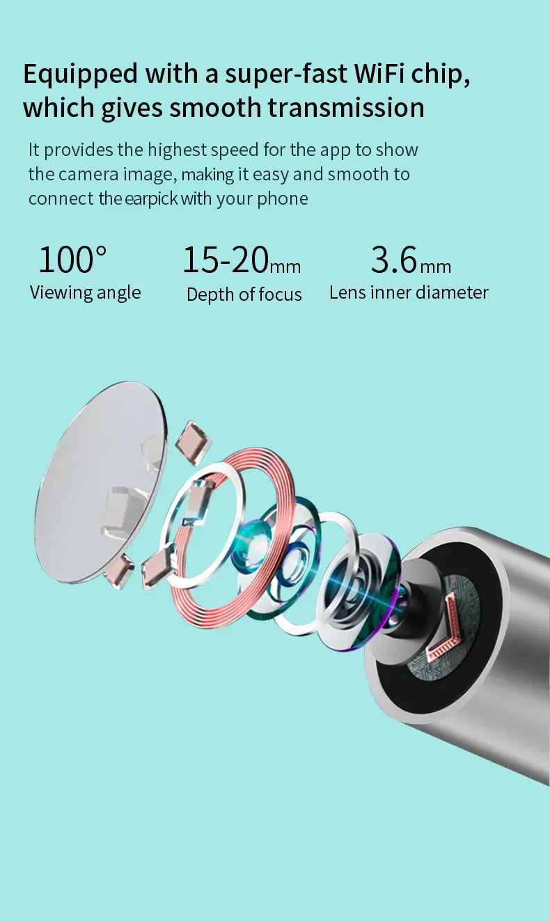 WiFi Link NE16 Hard Visual Ear Digging Spoon Ear Digging Spoon Wireless Cleaning Endoscope High Definition Ear Collecting Tool - AVYXO