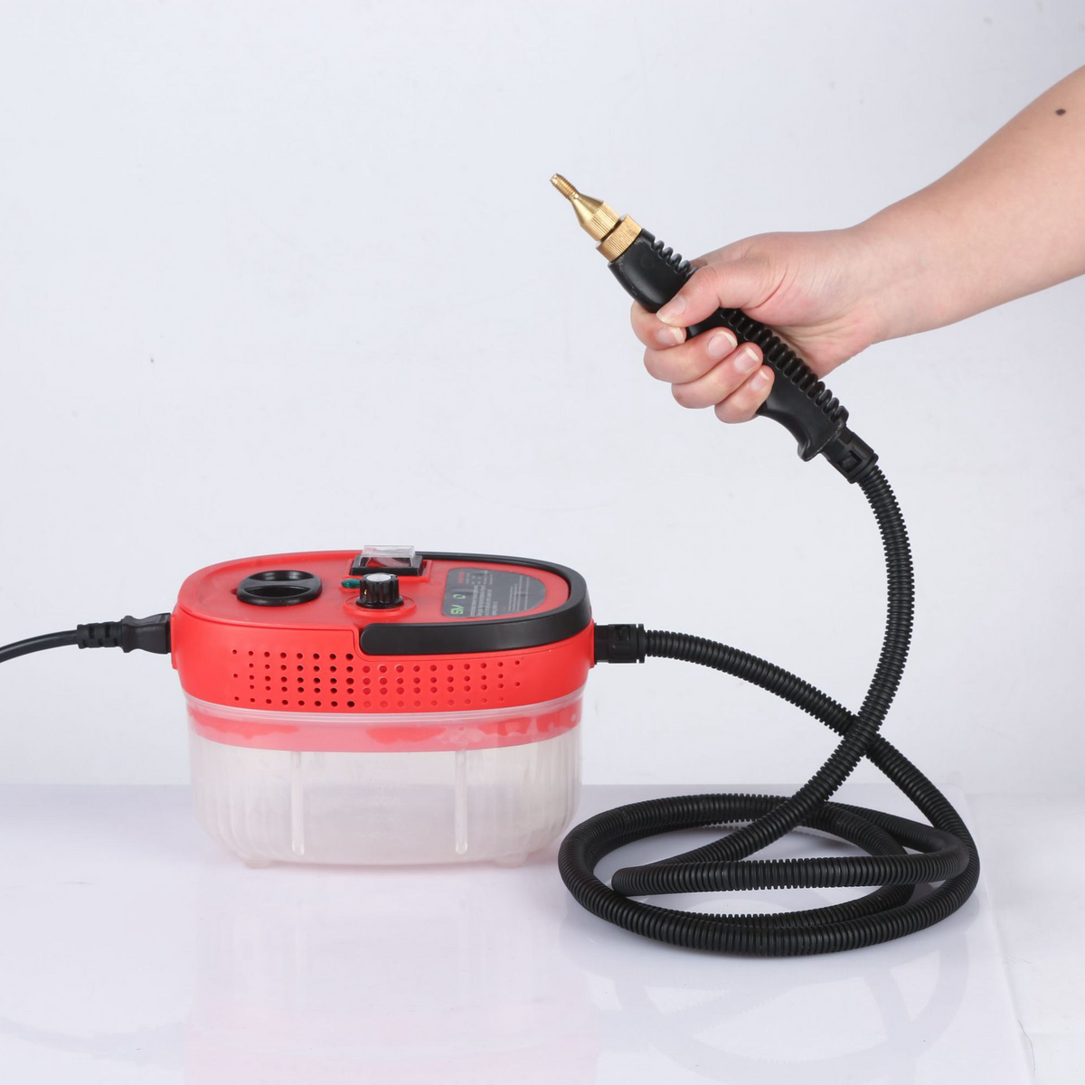 Handheld Steam Cleaner, 2500W High Pressure Steamer for Cleaning, 6 Speeds Portable Steam Cleaner Machine with 3 Brush Heads & Window Squeegee for Kitchen Furniture Bathroom Car - AVYXO
